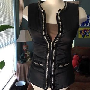 White House Black Market Black Quilted Vest Sz XS